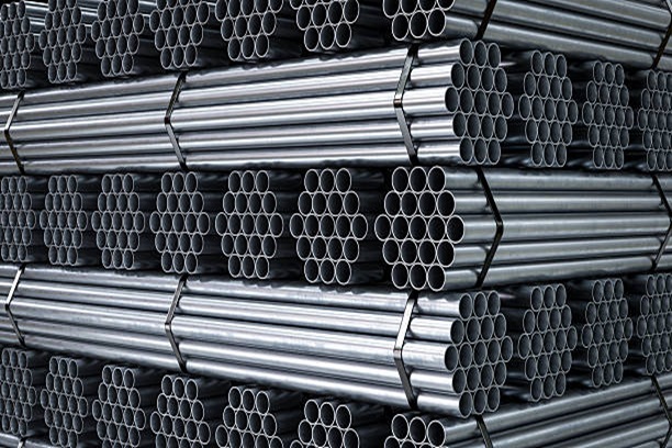 Steel Pipes bunches. 3d rendering