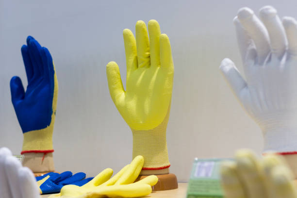 industrial coated cotton Gloves ; selective focus"n
